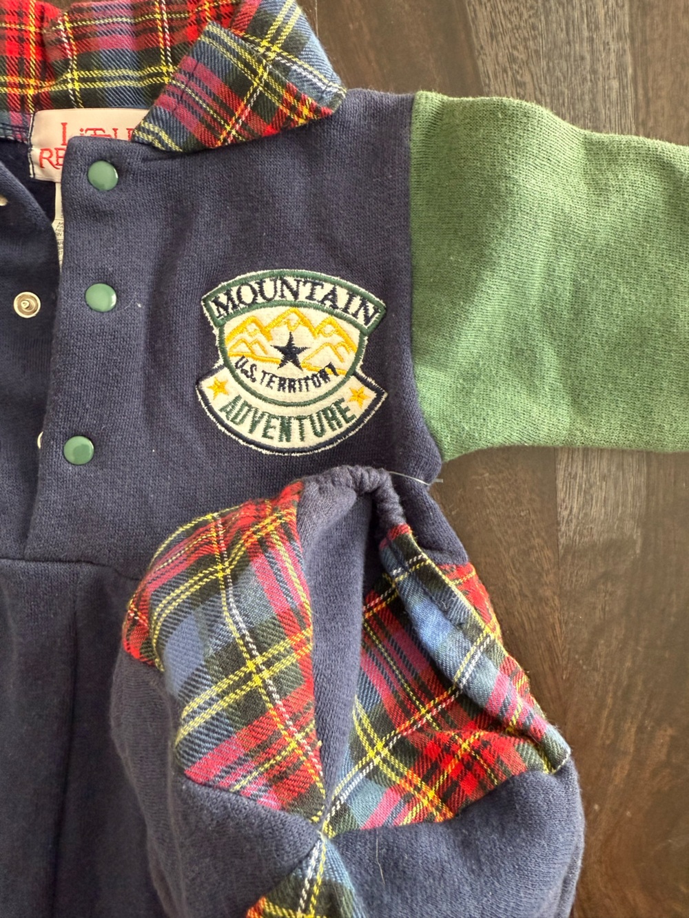 Vintage- 90s Little Red Hen Plaid Colour-block Mountain Adventure Romper - Picture 3 of 3
